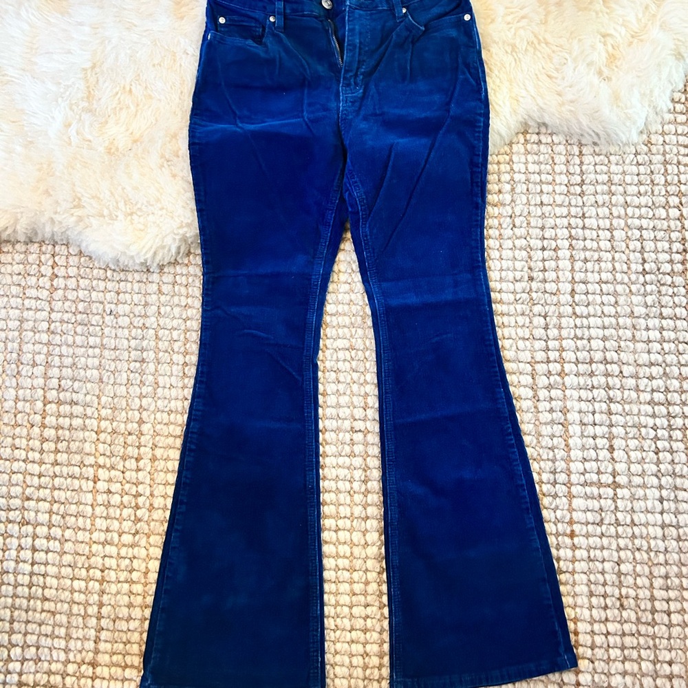 Blue Flared Corduroy Pants